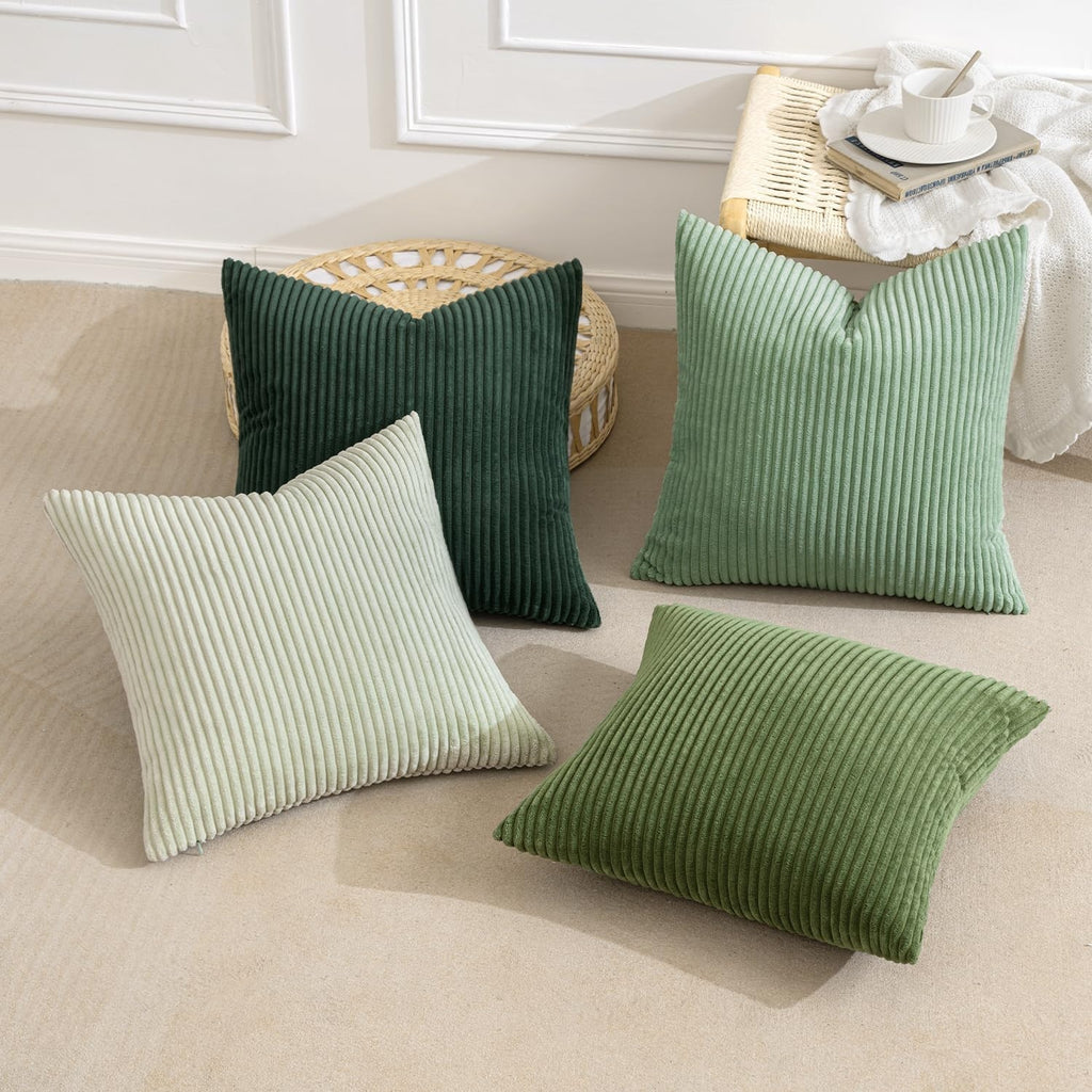 Green Corduroy Pillow Cover Set
